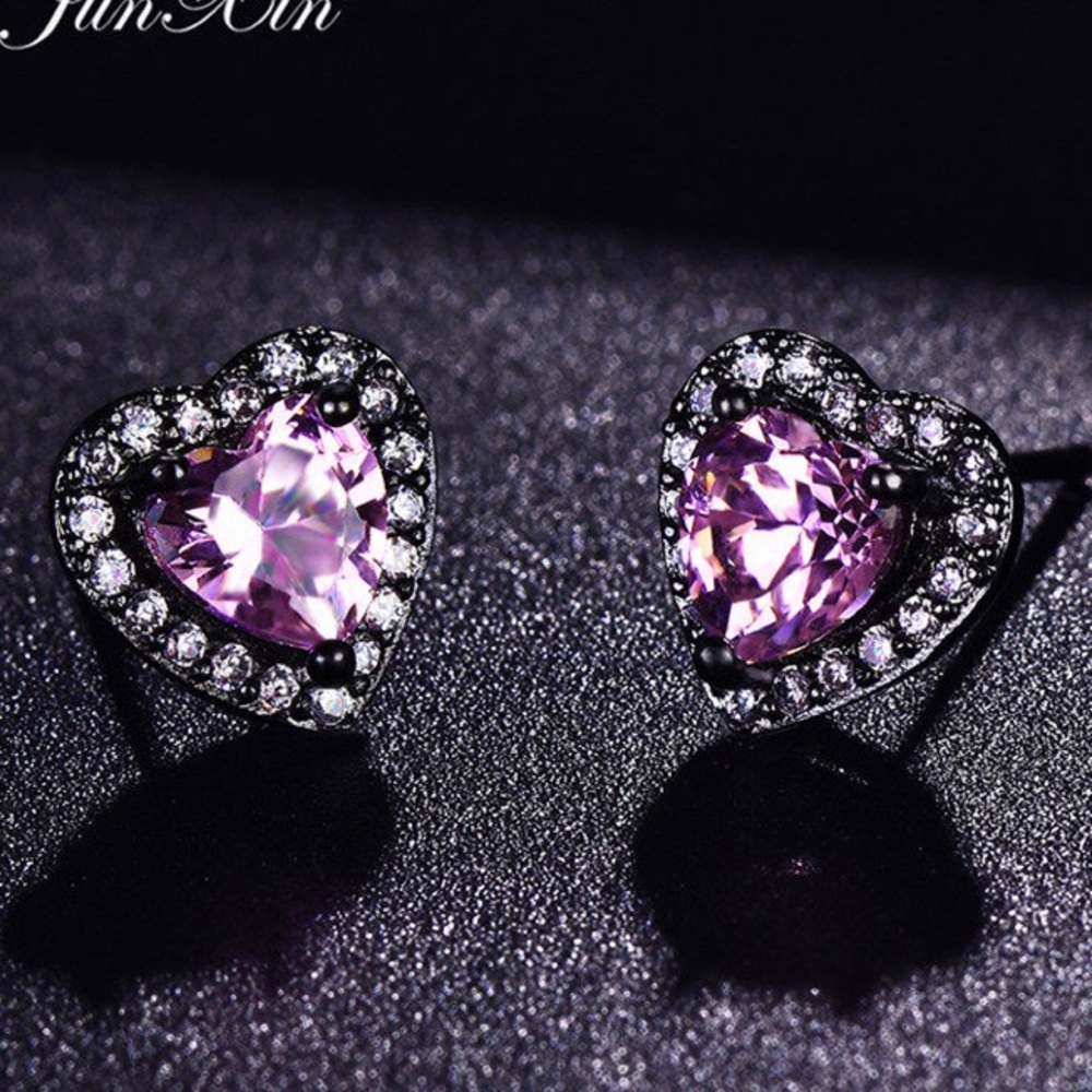 New black/purple,black/pink stud earrings - Picture 7 of 12